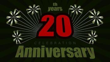 20th anniversary. vintage retro element firework explode from center and 3d character alphabet. vector illustration eps10