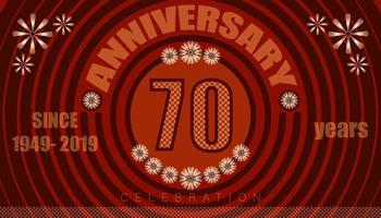 70th anniversary emblems. vintage retro style. small to big circle from center. creative poster design. vector illustration eps10