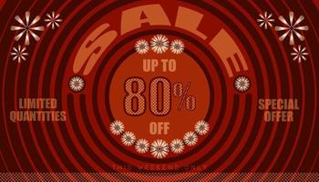 sale this weekend only up to 80 percent end of year special offer. vintage retro style. small to big circle from center. creative poster design. vector illustration eps10