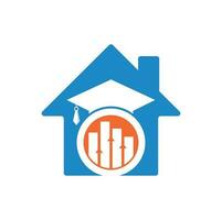 icono de vector de diseño de logotipo de concepto de forma de casa de finanzas de sombrero de educación. diseño de logotipo de educación y logotipo de inversión.