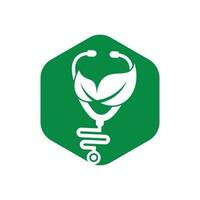 Health stethoscope vector logo design. Stethoscope with leaf icon vector design.