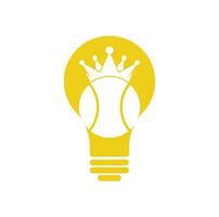 Tennis king bulb shape concept vector logo design. Tennis ball and crown icon design template.