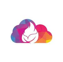 plantilla de diseño de logotipo vectorial de concepto de forma de nube de fuego de hoja. plantilla de vector de diseño de logotipo de energía alternativa verde ecológico.