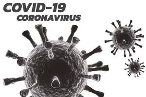 3D rendered Corona virus or Covid-19 with text on white background. photo