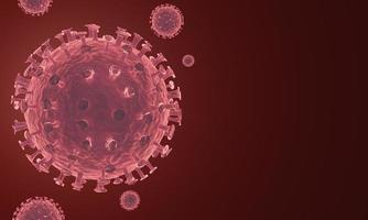 Red corona virus cell on dark background. 3d rendering photo