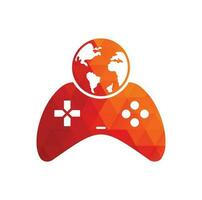 diseño del icono del logotipo del globo del juego. logotipo del mundo de los jugadores en línea. icono de globo y palo de juego vector