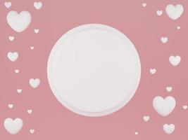 Valentine's Day concept, white hearts balloons on pink and white background. 3D rendering. photo