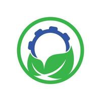 Gear and leaf logo combination vector. Mechanic and eco symbol or icon. vector