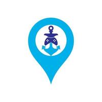 Game anchor gps shape concept logo template. Joystick and anchor logo. Joystick and anchor icon. vector