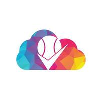 Check Tennis cloud shape concept vector logo design. Tennis ball and tick icon logo.