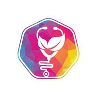 Health stethoscope vector logo design. Stethoscope with leaf icon vector design.