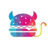 Monster burger logo design. Burger Devil Mascot Illustration Vector