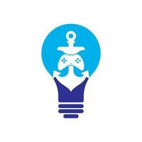 Game anchor bulb shape concept logo template. Joystick and anchor logo. Joystick and anchor icon. vector