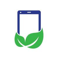 Nature phone vector logo template. mobile phone with leaf sign logo design.