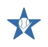 compruebe el diseño del logotipo vectorial del concepto de forma de estrella de tenis. pelota de tenis y logotipo de icono de garrapata. vector