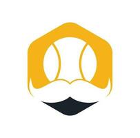 Strong tennis vector logo design. Moustache and tennis ball vector icon design.