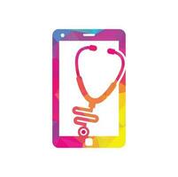 Stethoscope mobile logo design vector. Phone doctor vector logo template.