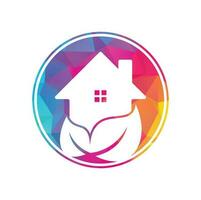Home leaf vector logo design. Fresh home icon with green leaf vector logo design
