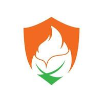 Leaf fire vector logo design template. Eco green alternative energy logo design vector template.