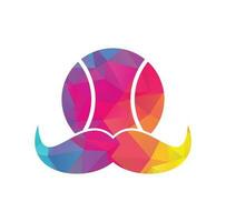 fuerte diseño de logotipo vectorial de tenis. diseño de icono de vector de bigote y pelota de tenis.