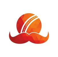 Strong cricket vector logo design. Moustache and cricket ball vector icon design.