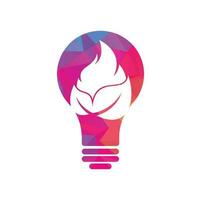 Leaf fire bulb shape concept vector logo design template. Eco green alternative energy logo design vector template.