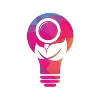 Leaf search bulb shape concept vector logo template. Nature Finder logo designs concept vector, Leaf Finder logo