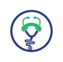 Stethoscope call logo design icon vector. Call doctor logo. vector