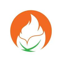 Leaf fire vector logo design template. Eco green alternative energy logo design vector template.