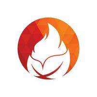 Leaf fire vector logo design template. Eco green alternative energy logo design vector template.