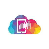 Phone Stats cloud shape concept logo design template. Mobile finance logo icon design vector. vector