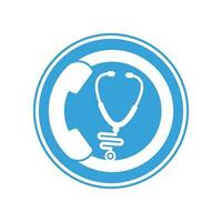 Stethoscope call logo design icon vector. Call doctor logo. vector