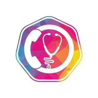 vector de icono de diseño de logotipo de llamada de estetoscopio. llame al logotipo del médico.