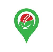 Leaf cricket gps shape concept vector logo design. Unique cricket and organic logotype design template.