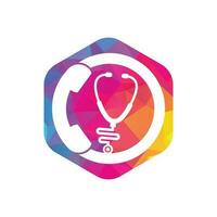 Stethoscope call logo design icon vector. Call doctor logo. vector