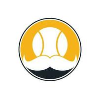 fuerte diseño de logotipo vectorial de tenis. diseño de icono de vector de bigote y pelota de tenis.