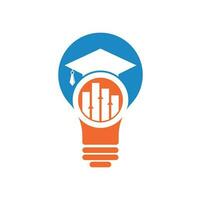 icono de vector de diseño de logotipo de concepto de forma de bombilla de finanzas de sombrero de educación. diseño de logotipo de educación y logotipo de inversión.