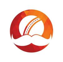 Strong cricket vector logo design. Moustache and cricket ball vector icon design.