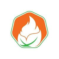 Leaf fire vector logo design template. Eco green alternative energy logo design vector template.