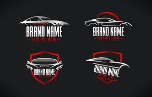 Silver And Red Sport Car Logo Design vector