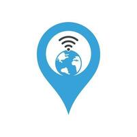 Globe wifi gps shape concept logo design icon. World signal vector logo template.