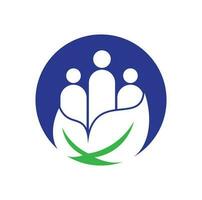 Leaf people logo design icon vector. Green community vector logo template.
