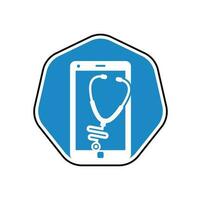 Stethoscope mobile logo design vector. Phone doctor vector logo template.