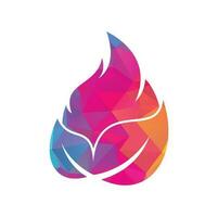 Leaf fire vector logo design template. Eco green alternative energy logo design vector template.