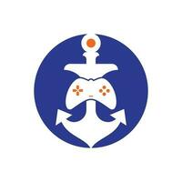 Game controller and anchor logo template. Joystick and anchor logo. Joystick and anchor icon. vector