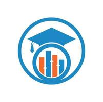 Graduate Cap with Finance Bar Chart Logo Vector. Education logo design and investment logo. vector