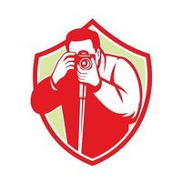 Photographer Shooting Camera Shield Retro vector