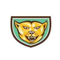 Puma Mountain Lion Head Shield Woodcut vector