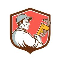 Plumber Monkey Wrench Side Shield Retro vector