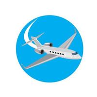 Commercial Light Passenger Airplane Circle Retro vector